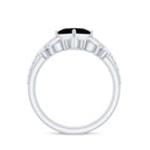 Genuine Princess Cut Black Onyx Bridal Rings Set with Diamond AAA - Rosec Jewels