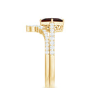 Rosec Jewels-Natural Princess Cut Garnet Diamond Wedding Bridal Ring Set