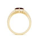 Rosec Jewels-Natural Princess Cut Garnet Diamond Wedding Bridal Ring Set