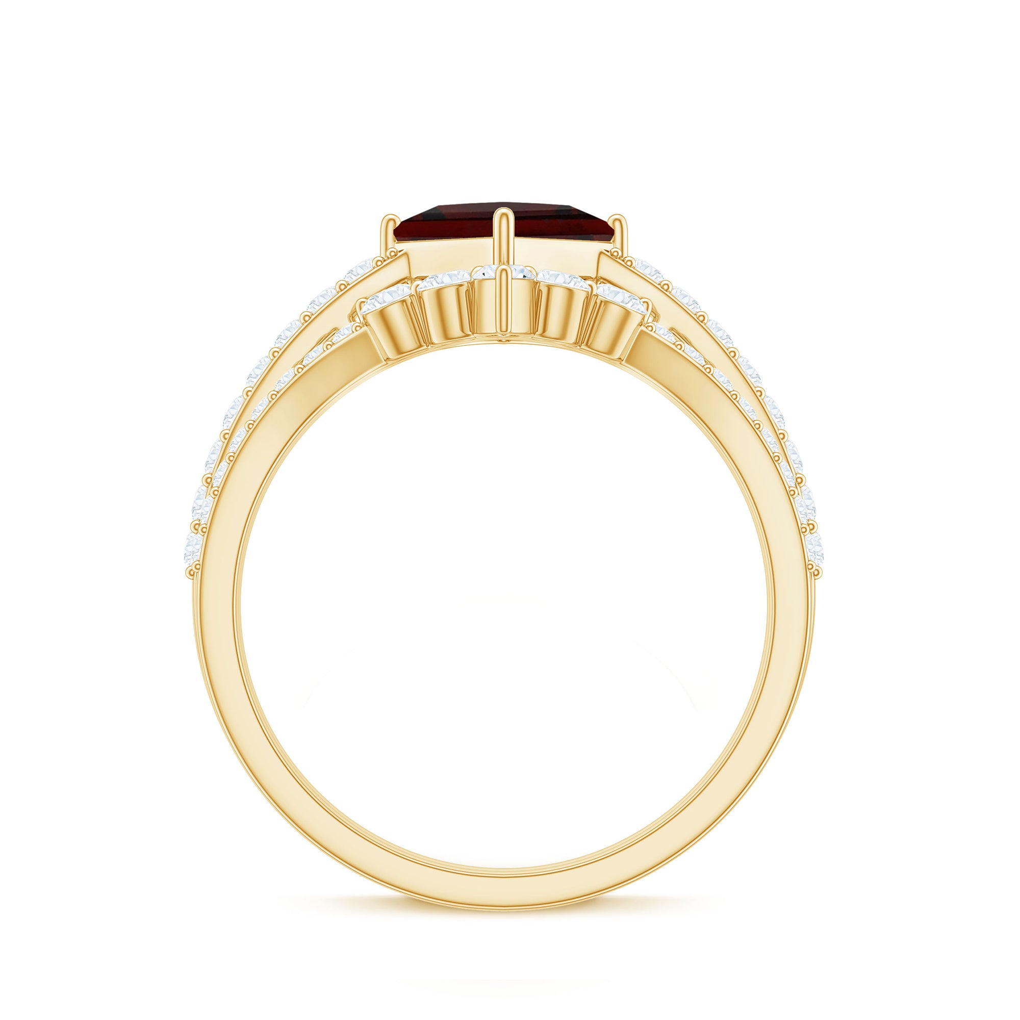 Rosec Jewels-Natural Princess Cut Garnet Diamond Wedding Bridal Ring Set