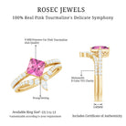 1 Carat Princess Cut Pink tourmaline and Diamond Wedding Ring Set for Women AAA - Rosec Jewels
