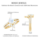 Rosec Jewels-Princess Cut Solitaire Moonstone Designer Ring Set with Diamond