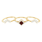 Rosec Jewels-Natural Garnet Diamond 3 Piece Bridal Ring Set