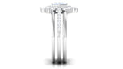Natural Moonstone and Moissanite Trio Wedding Ring Set AAA - Rosec Jewels