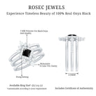 Certified 5mm Princess Cut Black Onyx Wedding Rings Set with Moissanite Band AAA - Rosec Jewels