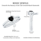 Created Black Diamond Heart Engagement Ring Set with Diamond AAAA ( Synthetic ) - Rosec Jewels