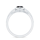 Created Black Diamond Heart Engagement Ring Set with Diamond AAAA ( Synthetic ) - Rosec Jewels