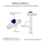 Rosec Jewels-Real Heart Shape Blue Sapphire and Diamond Halo Wedding Ring Set