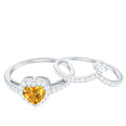 Certified Real Citrine Heart Shape Engagement Ring with Diamond Enhancer AAA - Rosec Jewels