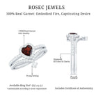 Rosec Jewels-Natural Garnet Diamond Heart Engagement Ring Wedding Band Set