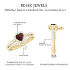 Rosec Jewels-Natural Garnet Diamond Heart Engagement Ring Wedding Band Set