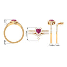 Genuine Pink Tourmaline Ring Set with Moissanite AAA - Rosec Jewels