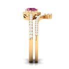 Genuine Pink Tourmaline Ring Set with Moissanite AAA - Rosec Jewels