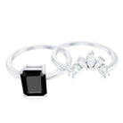 Rosec Jewels-Lab Created Black Diamond Solitaire Wedding Ring Set with Diamond