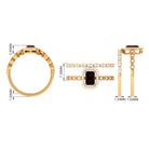 Rosec Jewels-Vintage Looking Garnet Diamond Emerald Cut Wedding Bridal Ring Set