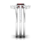 Rosec Jewels-Natural Emerald Cut Garnet Diamond Trio Wedding Ring Set