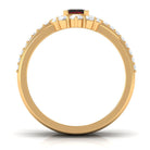 Rosec Jewels-Natural Emerald Cut Garnet Diamond Trio Wedding Ring Set