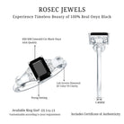 Emerald Cut Black Onyx Engagement Ring with Diamond AAA - Rosec Jewels