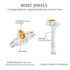 Rosec Jewels-Natural Citrine Teardrop Engagement Ring with Wedding Band