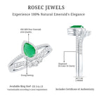 Rosec Jewels-Natural Emerald Diamond Pear Shaped Engagement Wedding Ring Set of 2
