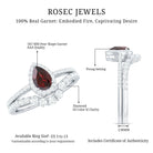 Rosec Jewels-Natural 5X7mm Pear Shape Garnet Diamond Wedding Engagement Ring Set