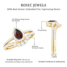 Rosec Jewels-Natural 5X7mm Pear Shape Garnet Diamond Wedding Engagement Ring Set
