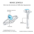 Rosec Jewels-Genuine Aquamarine Teardrop Bridal Ring Set with Diamond Halo