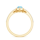 Rosec Jewels-Genuine Aquamarine Teardrop Bridal Ring Set with Diamond Halo