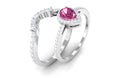 Rosec Jewels-Pink tourmaline Designer Teardrop Ring Set with Moissanite Halo