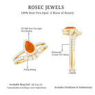Rosec Jewels-Fire Opal Designer Teardrop Ring Set with Moissanite Halo