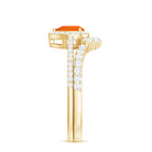 Rosec Jewels-Fire Opal Designer Teardrop Ring Set with Moissanite Halo