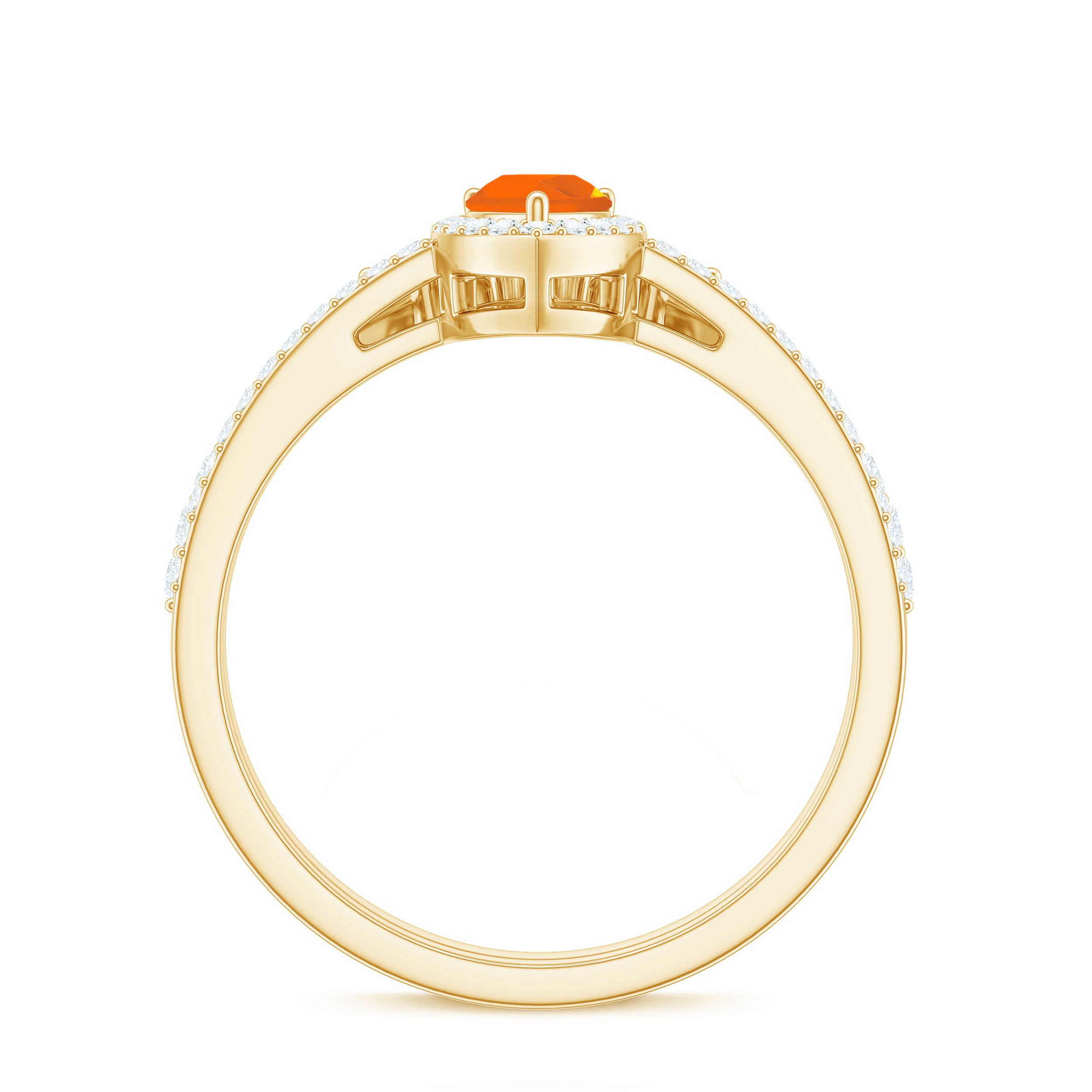Rosec Jewels-Fire Opal Designer Teardrop Ring Set with Moissanite Halo