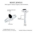 Rosec Jewels-Natural Black Spinel Pear Shaped Engagement Ring with Moissanite Enhancer