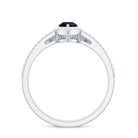 Rosec Jewels-Natural Black Spinel Pear Shaped Engagement Ring with Moissanite Enhancer