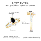 Rosec Jewels-Natural Black Spinel Pear Shaped Engagement Ring with Moissanite Enhancer