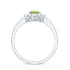 Natural 1 Carat Peridot Teardrop Engagement Ring with Diamond Half Halo AAA - Rosec Jewels