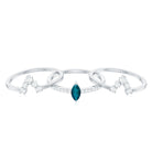 Marquise London Blue Topaz Bridal Ring Set with 2 Diamond Ring Guards AAA - Rosec Jewels
