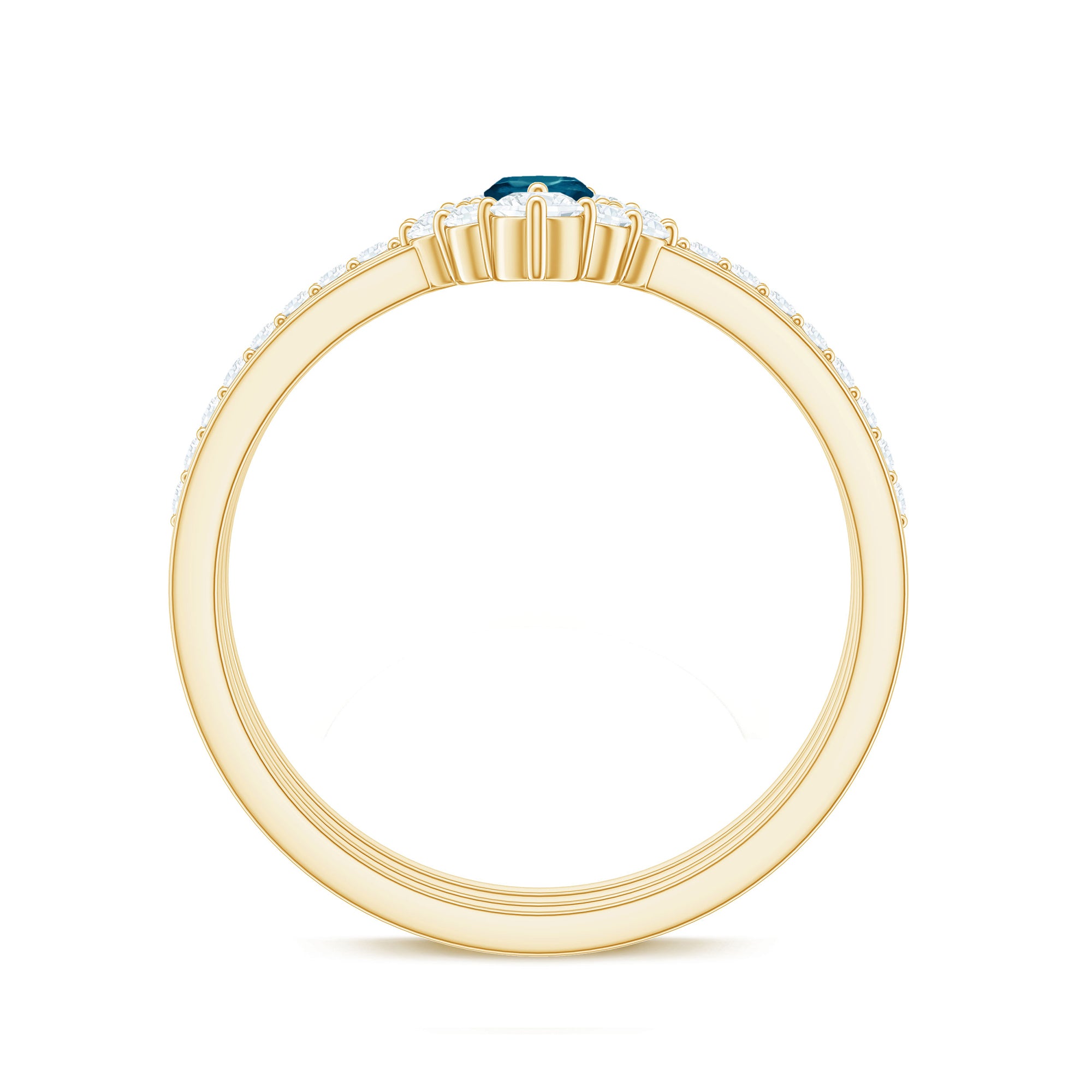 Marquise London Blue Topaz Bridal Ring Set with 2 Diamond Ring Guards AAA - Rosec Jewels