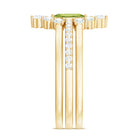 Marquise Cut Peridot Solitaire Trio Ring Set with Moissanite AAA - Rosec Jewels
