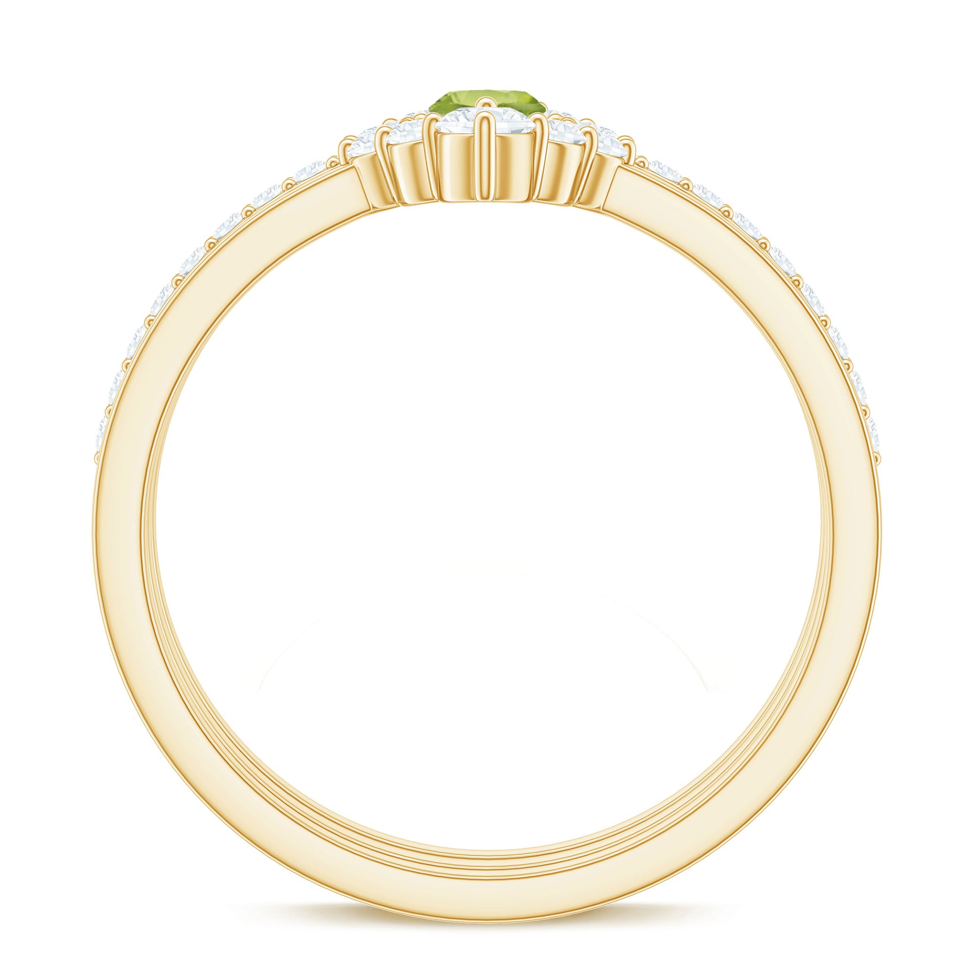 Marquise Cut Peridot Solitaire Trio Ring Set with Moissanite AAA - Rosec Jewels