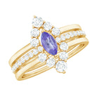 Rosec Jewels-Marquise Cut Tanzanite Solitaire Ring Set with Diamond