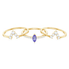 Rosec Jewels-Marquise Cut Tanzanite Solitaire Ring Set with Diamond