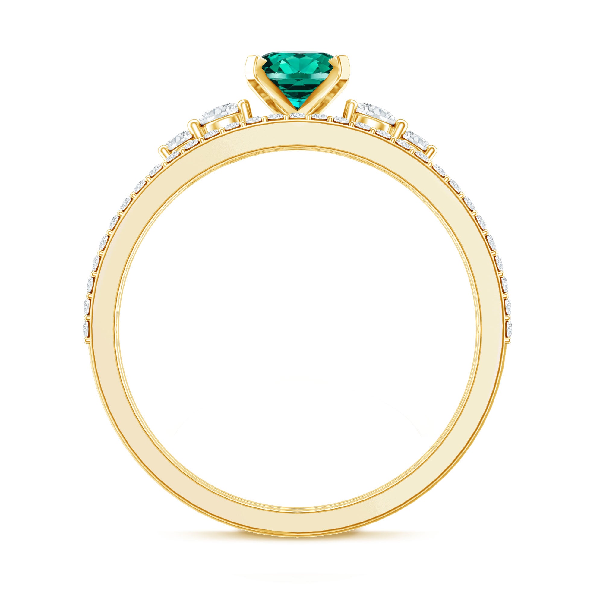 Certified Oval Lab Grown Emerald Diamond Engagement Ring Set AAAA - Rosec Jewels