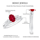 1.5 Carat Oval Lab Created Ruby Solitaire Bridal Ring Set with Diamond AAAA - Rosec Jewels