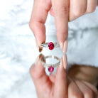 1.5 Carat Oval Lab Created Ruby Solitaire Bridal Ring Set with Diamond AAAA - Rosec Jewels