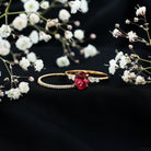 1.5 Carat Oval Lab Created Ruby Solitaire Bridal Ring Set with Diamond AAAA - Rosec Jewels