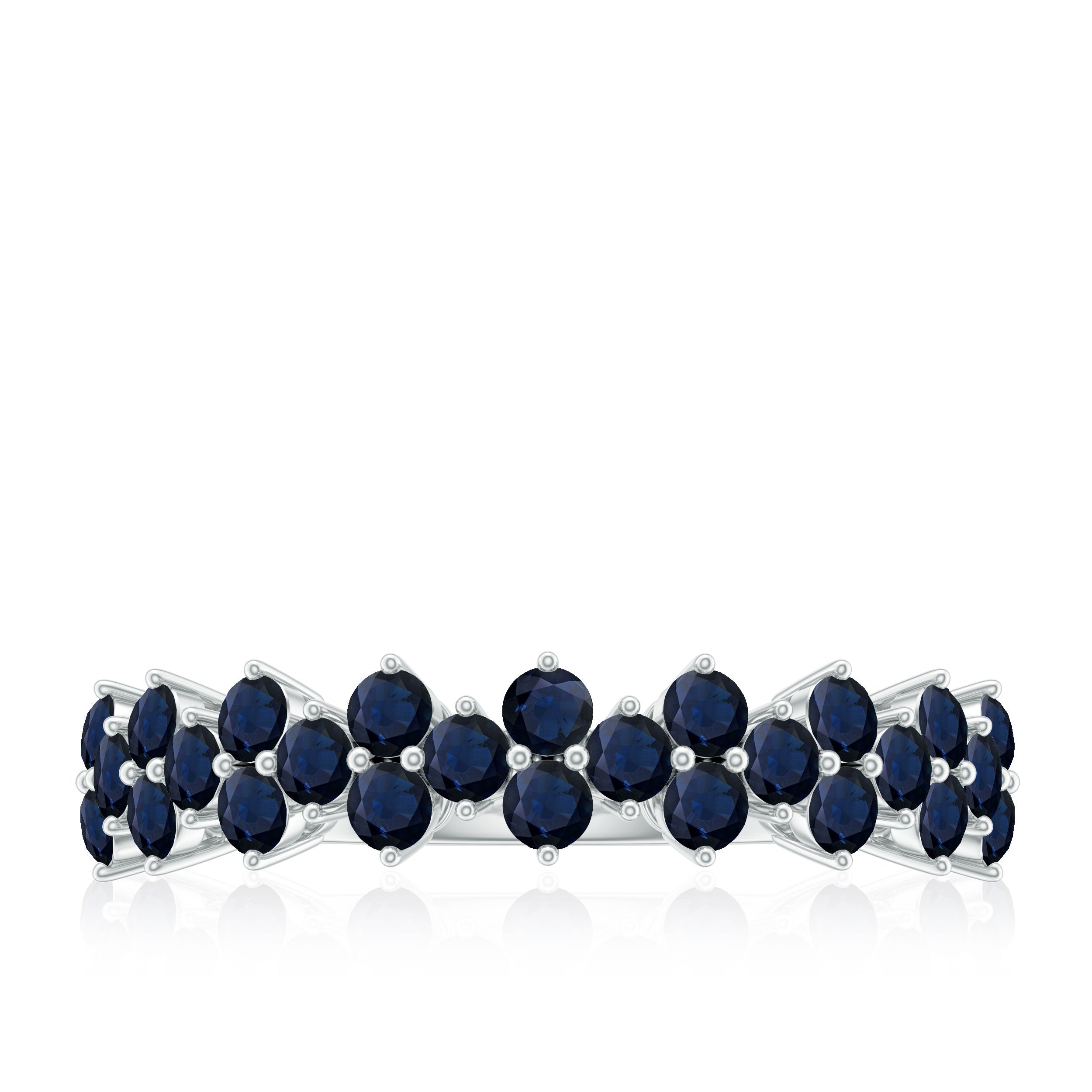 Rosec Jewels-Natural Blue Sapphire Half Eternity Anniversary Ring