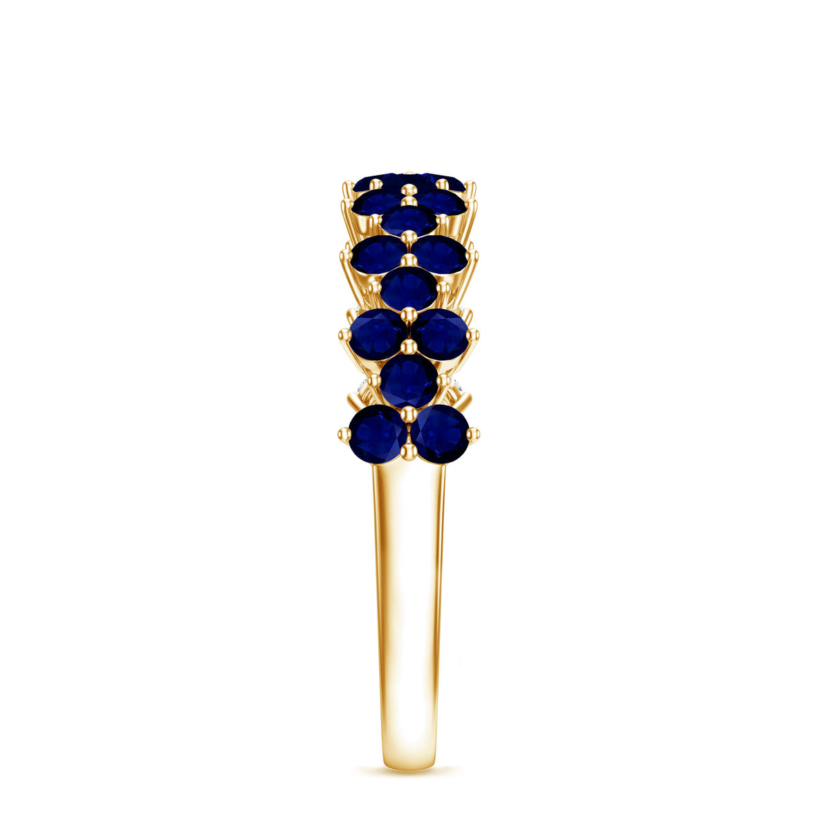 Natural Blue Sapphire Half Eternity Anniversary Ring AAA - Rosec Jewels
