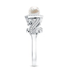 Rosec Jewels-Vintage Inspired 2 Carat Pearl Engagement Ring with Diamond Halo