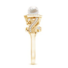 Rosec Jewels-Vintage Inspired 2 Carat Pearl Engagement Ring with Diamond Halo